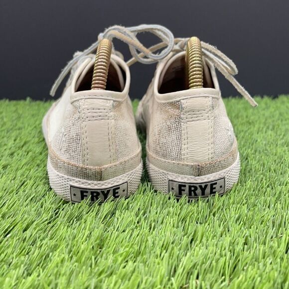Frye Greene Low Sneaker | Off White Painted Canvas - Picture 5 of 10